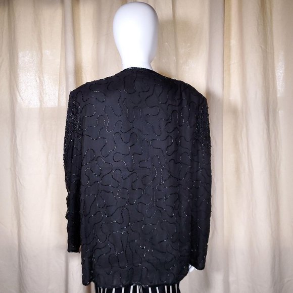 Vintage beaded silk cardigan blazer - Picture 2 of 10